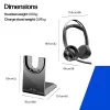 HP Poly Voyager Focus 2 USB-C-C Ακουστικά +USB-C/A Adapter +Charging Stand
