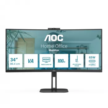 AOC V5 CU34V5CW οθόνη υπολογιστή 86,4 cm (34 ίντσες) 3440 x 1440 pixel Wide Quad HD LED μαύρο