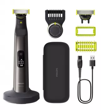 Philips OneBlade Pro 360 QP6652/61 για πρόσωπο και σώμα, ενσωματωμένη οθόνη, πλένεται, μπαταρία, χρώμιο