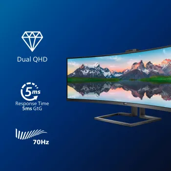 Philips P Line 32:9 SuperWide Curved LCD Display 499P9H/00, 124 cm (48,8 ίντσες), 5120 x 1440 Pixel, UltraWide Dual Quad HD, LCD, 5 ms, Μαύρο