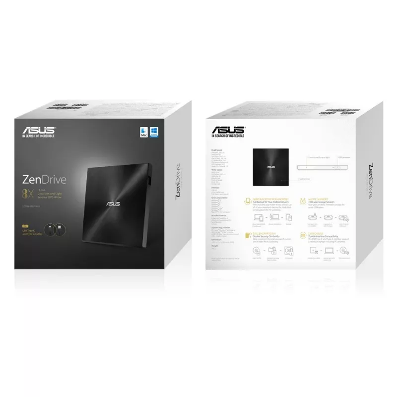 ASUS ZenDrive U9M οπτικός δίσκος DVD±RW Μαύρος
