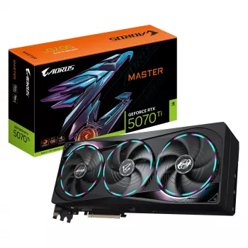 Κάρτα γραφικών GIGABYTE AORUS GeForce RTX 5070 Ti MASTER 16G - 16GB GDDR7, 256bit, PCI-E 5.0, 2670 MHz πυρήνας, 3 x DP 2.1a, 1 x HDMI 2.1b, NVIDIA DLSS 4, GV-N507TAORUS M-16GD