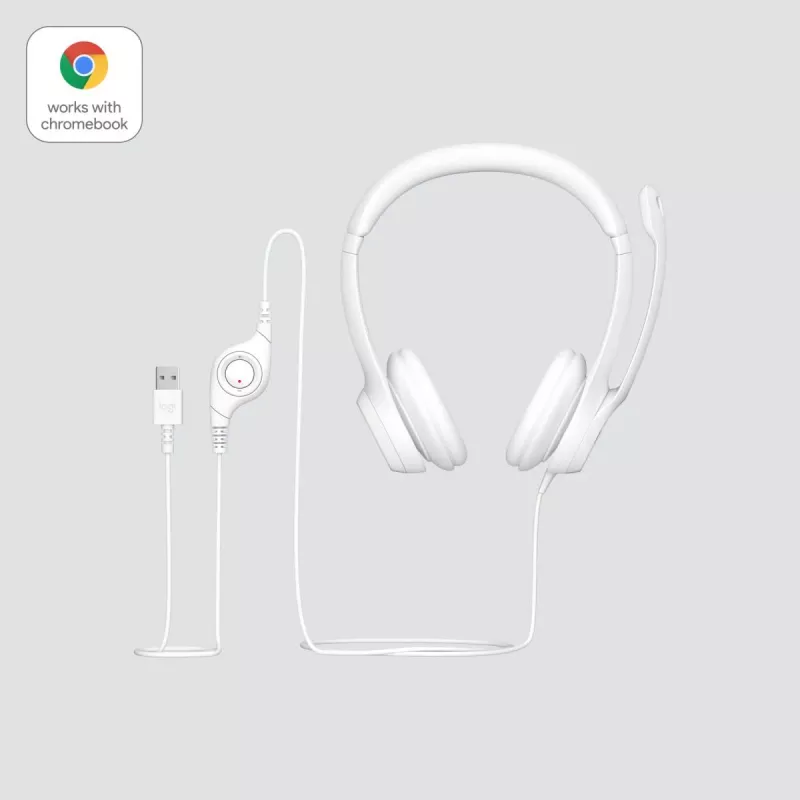 LOGITECH Ακουστικά – H390 – USB-A – Κρεμ λευκό