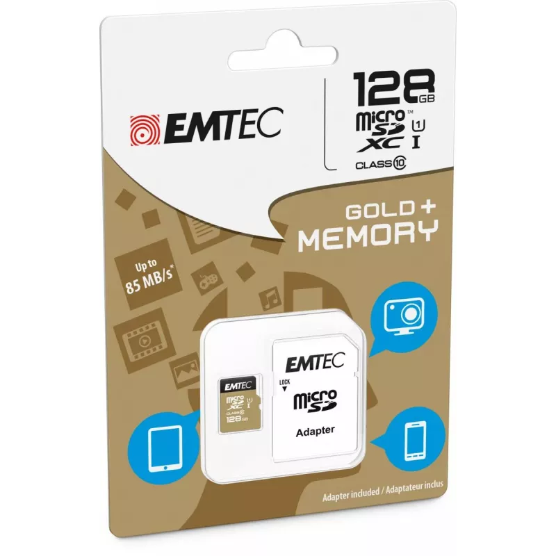 EMTEC Κάρτα Micro SD SDXC Κλάση 10 Χρυσό + 128GB