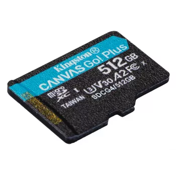 Kingston Technology 512GB microSDXC Canvas Go Plus Gen4 200R A2 U3 Ατομική συσκευασία χωρίς ADP