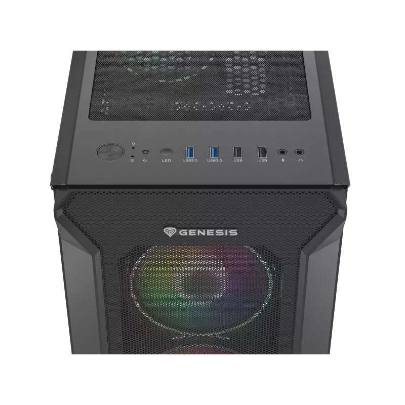 GENESIS Irid 505 ARGB Midi Tower Μαύρο, Διαφανές