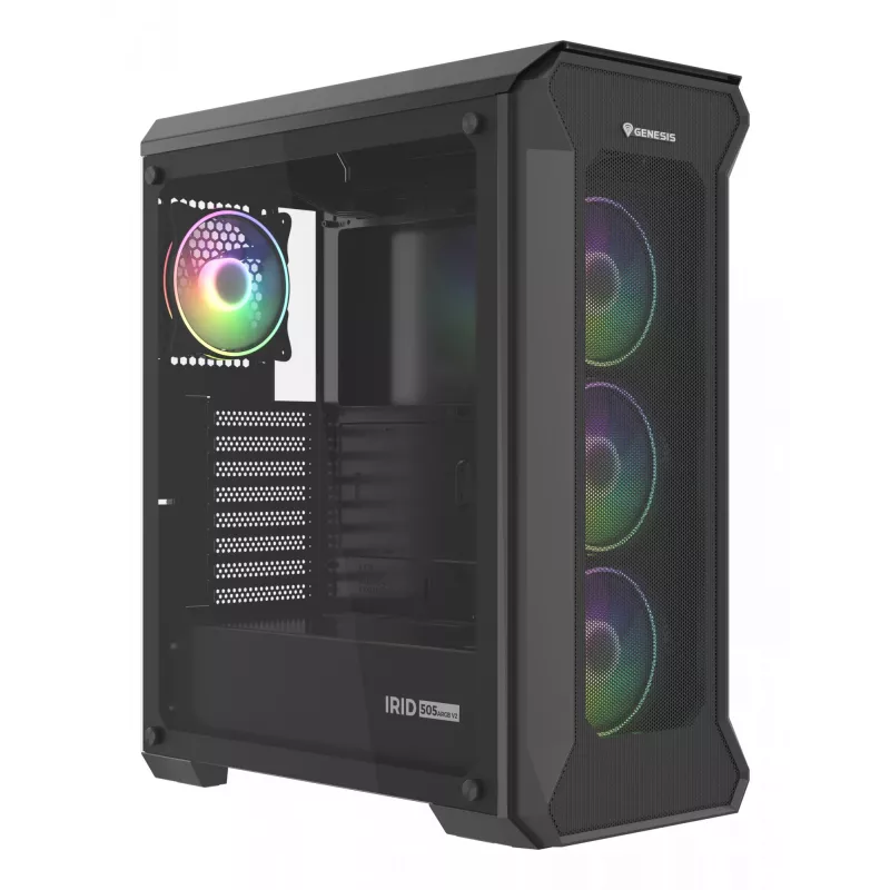 GENESIS Irid 505 ARGB Midi Tower Μαύρο, Διαφανές