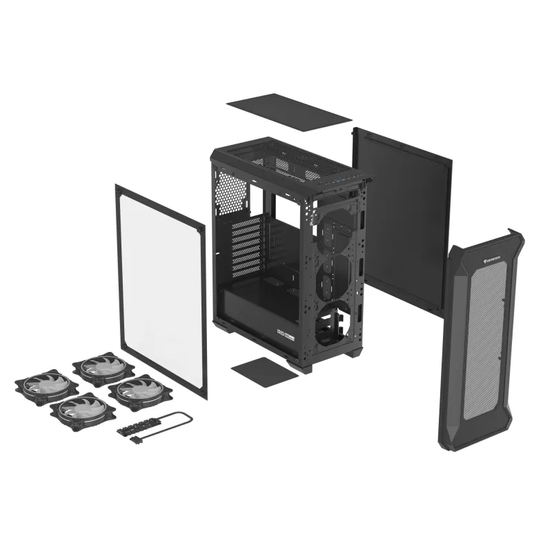 GENESIS Irid 505 ARGB Midi Tower Μαύρο, Διαφανές