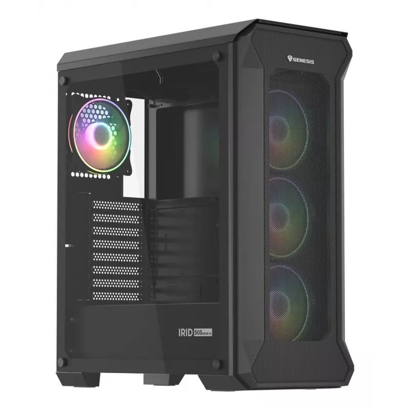GENESIS Irid 505 ARGB Midi Tower Μαύρο, Διαφανές