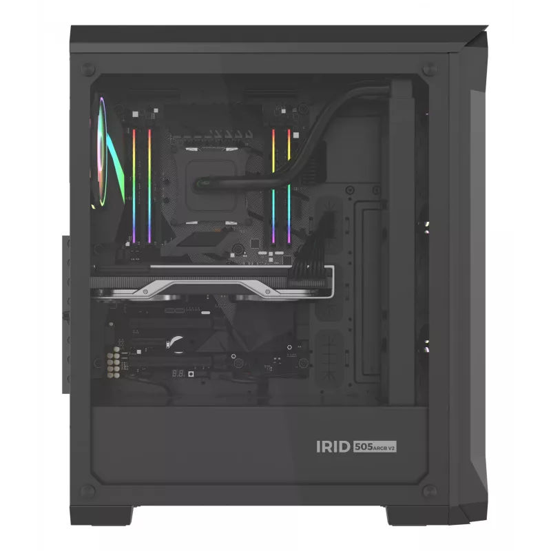 GENESIS Irid 505 ARGB Midi Tower Μαύρο, Διαφανές