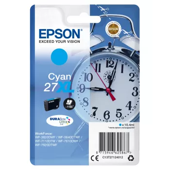 Epson Ξυπνητήρι Singlepack Cyan 27XL DURABrite Ultra Μελάνη, High (XL) Yield, Cyan, 10,4 ml, 1 τεμάχιο, 1100 σελίδες