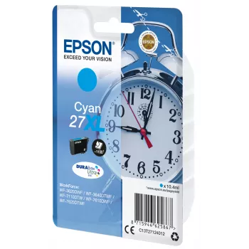 Epson Ξυπνητήρι Singlepack Cyan 27XL DURABrite Ultra Μελάνη, High (XL) Yield, Cyan, 10,4 ml, 1 τεμάχιο, 1100 σελίδες
