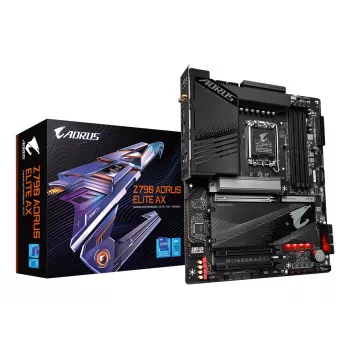 GIGABYTE Z790 AORUS ELITE AX Μητρική πλακέτα - Υποστηρίζει Intel Core 14. Generation, 16*+2+1 Phasen Digital VRM, bis zu 7600 MHz DDR5 (OC), 4x PCIe 4.0 M.2, Wi-Fi 6E, 2,5 GbE LAN, USB 3.2 Gen 2x2