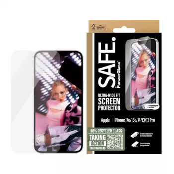 PanzerGlass SAFE. by ® μεμβράνη προστασίας οθόνης iPhone 17e | 16e | 14 | 13 | 13 Pro | Ultra-Wide Fit με EasyAligner