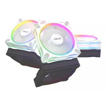 Ανεμιστήρας κουτιού ASUS Prime MR120 120 mm 1600 RPM λευκό (συσκευασία 3 τεμ., LED, 58 CFM, 23 dB)