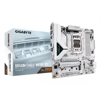 GIGABYTE B850M EAGLE WIFI6E ICE Μητρική κάρτα - AMD Ryzen 9000 Series CPUs, 8+2+2 φάσεις Digital VRM, έως 8200 MHz DDR5 (OC), 1xPCIe 5.0 + 1xPCIe 4.0 M.2, Wi-Fi 6E, 2,5 GbE LAN, USB 3.2 Gen 2