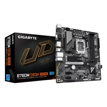 GIGABYTE B760M DS3H GEN5 Μητρική κάρτα - Υποστηρίζει Intel Core 14ης γενιάς CPUs, 6+2+1 φάσεις digital VRM, έως 5600MHz DDR5, 2xPCIe 4.0 M.2, 2.5GbE LAN, USB 3.2 Gen2