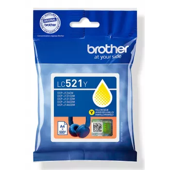 Brother LC521Y Original Μελανοδοχείο - Κίτρινο, Κίτρινο, 1 τεμ., 500 σελίδες, μεμονωμένη συσκευασία