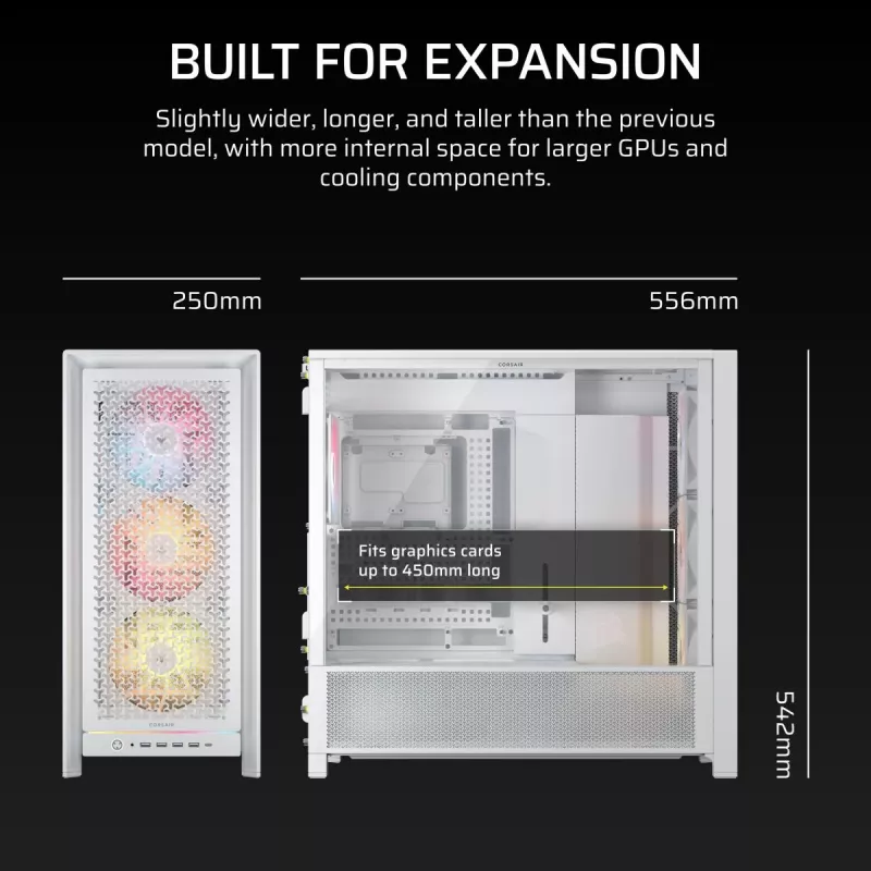 Κουτί υπολογιστή CORSAIR - Frame 5000D RS ARGB High-Airflow Mid-Tower - Λευκό