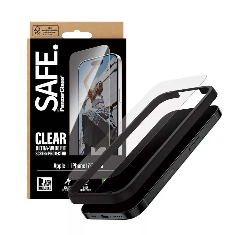 PanzerGlass SAFE. by ® Screen Protector iPhone 17 | iPhone 16 Pro | Ultra-Wide Fit με EasyAligner