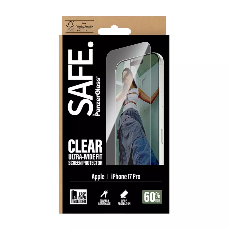 PanzerGlass SAFE. by ® Screen Protector iPhone 17 Pro | Ultra-Wide Fit με EasyAligner