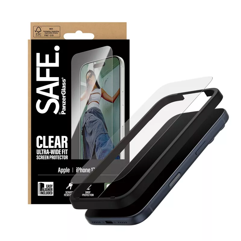 PanzerGlass SAFE. by ® Screen Protector iPhone 17 Pro | Ultra-Wide Fit με EasyAligner