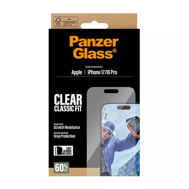 PanzerGlass ® Μεμβράνη προστασίας οθόνης iPhone 17 | iPhone 16 Pro | Classic Fit με EasyAligner