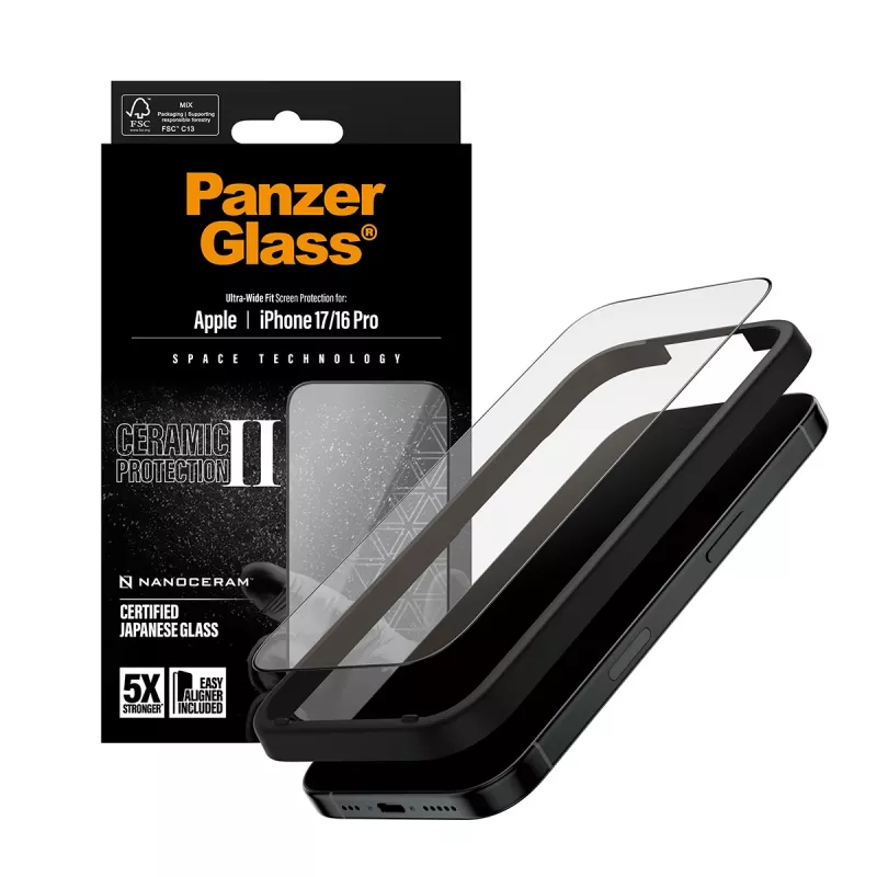PanzerGlass ® Ceramic II Μεμβράνη προστασίας οθόνης iPhone 17 | iPhone 16 Pro | Ultra-Wide Fit με EasyAligner