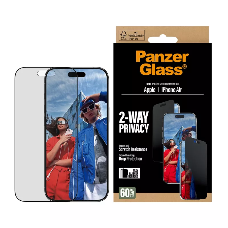 PanzerGlass ® 2-Way Privacy Screen Protector iPhone Air | Ultra-Wide Fit με EasyAligner