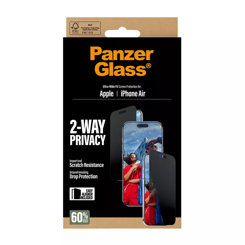 PanzerGlass ® 2-Way Privacy Screen Protector iPhone Air | Ultra-Wide Fit με EasyAligner