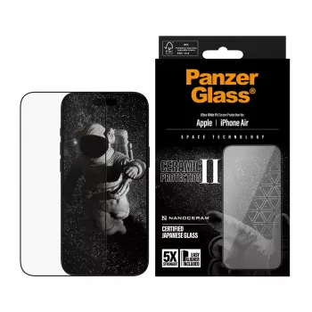 PanzerGlass Ceramic II Μεμβράνη προστασίας οθόνης για iPhone Air Ultra-Wide Fit με EasyAligner, σκληρυμένο γυαλί, PET, σιλικόνη, διαφανές, 1 τεμ.