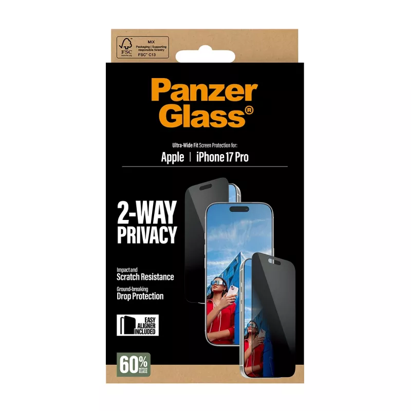 PanzerGlass ® 2-Way Privacy Screen Protector iPhone 17 Pro | Ultra-Wide Fit με EasyAligner