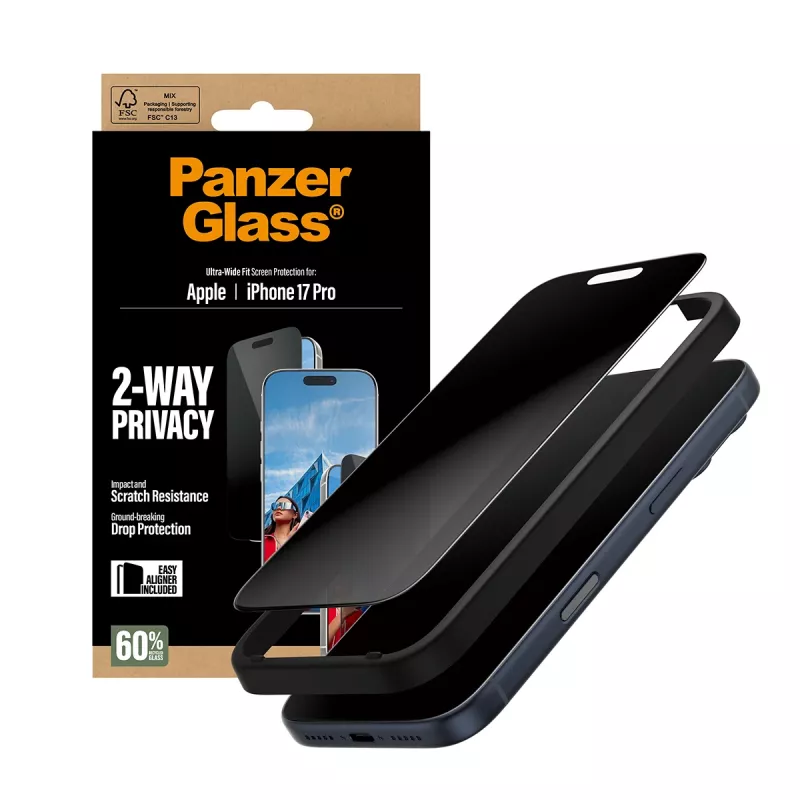 PanzerGlass ® 2-Way Privacy Screen Protector iPhone 17 Pro | Ultra-Wide Fit με EasyAligner