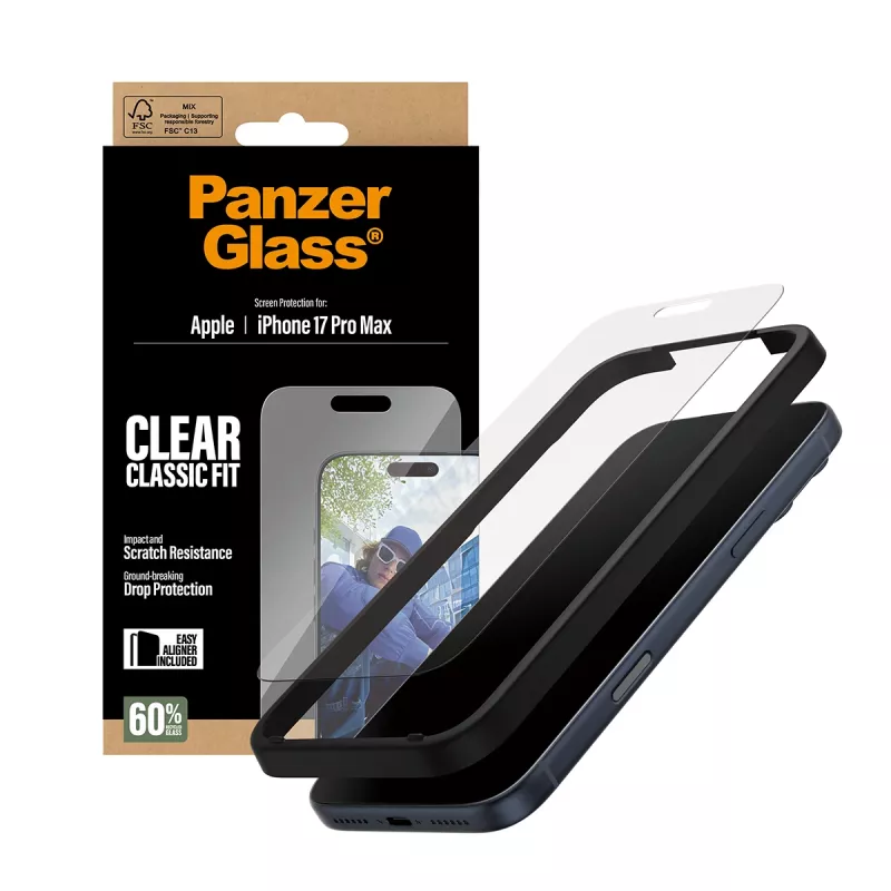 PanzerGlass ® Μεμβράνη προστασίας οθόνης iPhone 17 Pro Max | Classic Fit με EasyAligner