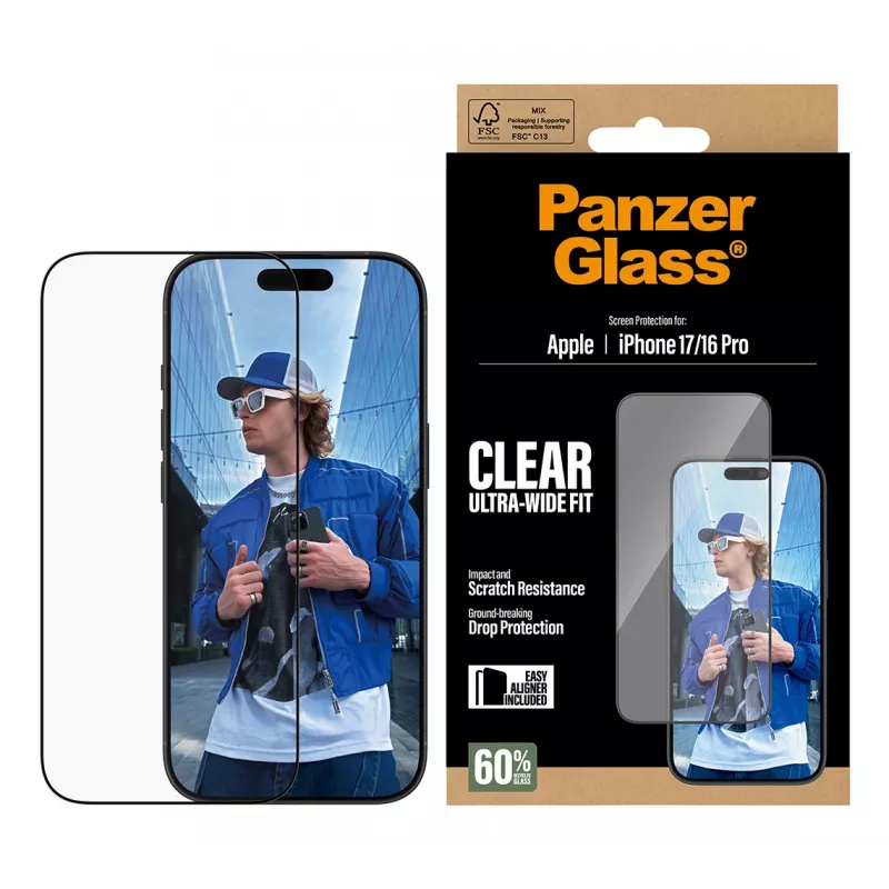 PanzerGlass ® Μεμβράνη προστασίας οθόνης iPhone 17 | iPhone 16 Pro | Ultra-Wide Fit με EasyAligner