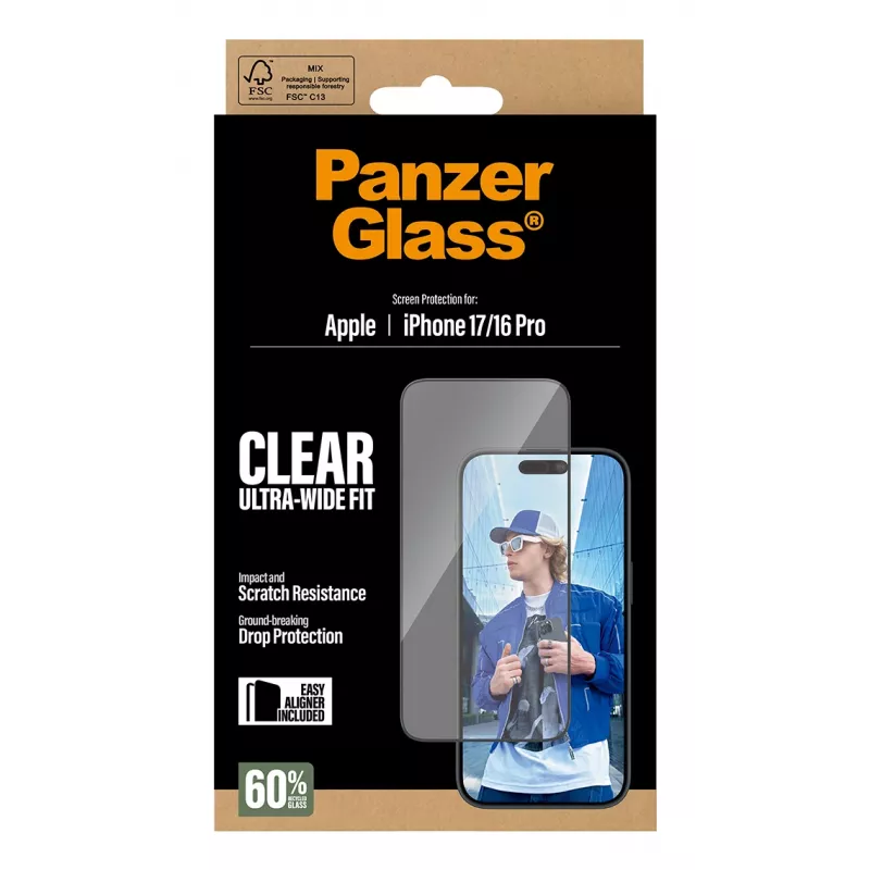 PanzerGlass ® Μεμβράνη προστασίας οθόνης iPhone 17 | iPhone 16 Pro | Ultra-Wide Fit με EasyAligner