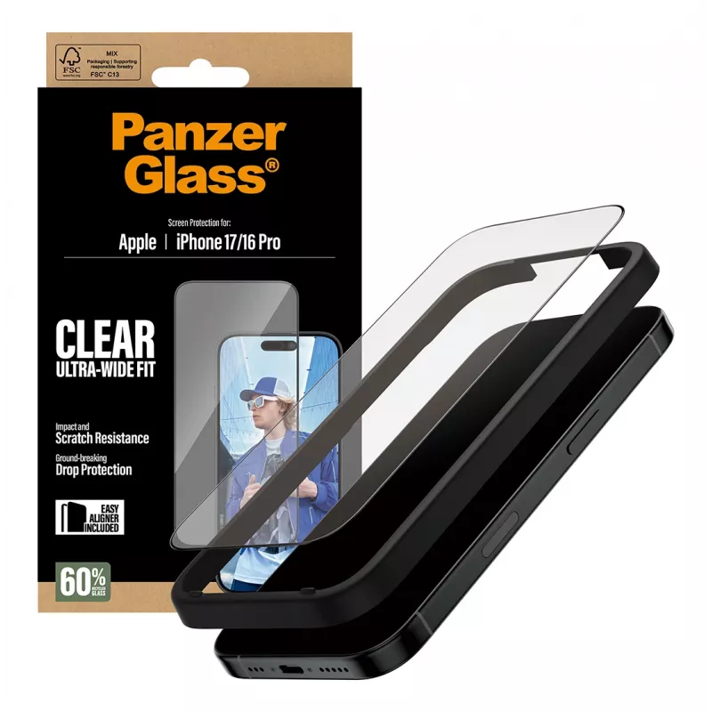 PanzerGlass ® Μεμβράνη προστασίας οθόνης iPhone 17 | iPhone 16 Pro | Ultra-Wide Fit με EasyAligner