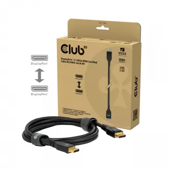 Club 3D CAC-1094 καλώδιο DisplayPort 2.1 πιστοποιημένο VESA DP80 8K 240 Hz, 2 m (6,56 ft), μαύρο