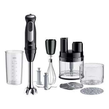 Braun MultiQuick 5 Pro MQ55755M μπλέντερ χειρός 1000 W, 25+1 ταχύτητες, μεταλλικό πόδι, κανάτα, αυγοδάρτης, μαύρο