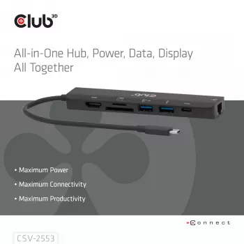 CLUB3D CSV-2553 Hub διασύνδεσης USB Type-C 5000 Mbit/s Μαύρο
