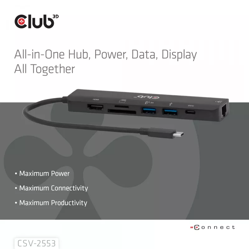 CLUB3D CSV-2553 Hub διασύνδεσης USB Type-C 5000 Mbit/s Μαύρο