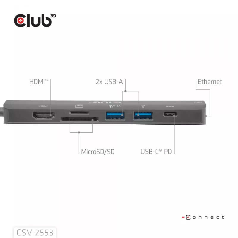 CLUB3D CSV-2553 Hub διασύνδεσης USB Type-C 5000 Mbit/s Μαύρο