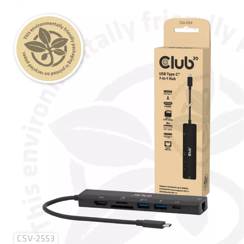 CLUB3D CSV-2553 Hub διασύνδεσης USB Type-C 5000 Mbit/s Μαύρο