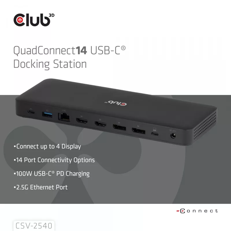 Docking station CLUB 3D 14-1 USB-C Quad Display USB4 με 2× υποδοχές USB 2.0