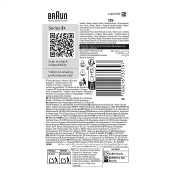 Κεφαλή ξυρίσματος για BRAUN Series 3 Μοντέλο 735797 — 1 ανταλλακτική κεφαλή, μαύρο ανοξείδωτο ατσάλι