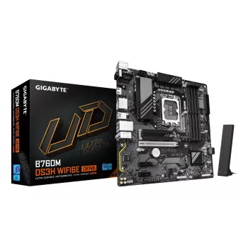 GIGABYTE B760M DS3H WIFI6E GEN5 Μητρική κάρτα - Υποστηρίζει Intel Core 14ης γενιάς CPUs, 6+2+1 φάσεις Digital VRM, έως 5600MHz DDR5, 2xPCIe 4.0 M.2, Wi-Fi 6E, 2.5GbE LAN, USB 3.2 Gen2