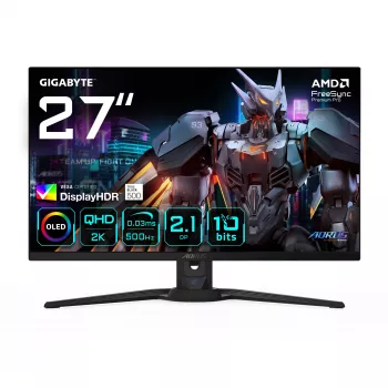 GIGABYTE AORUS FO27Q5P OLED QHD Οθόνη Gaming – 2560 x 1440, 500 Hz, 0,03 ms, KVM, 300 cd/m², FreeSync Premium Pro, DisplayHDR True Black 500, DisplayPort 2.1