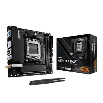 ASRock Μητρική A620AI Wi-Fi AM5 AMD A620A 2 X DDR5 1 X HDMI 2.1 Tmds/frl 8g συμβατή mITX