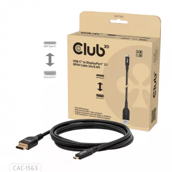 CLUB3D CAC-1563 Καλώδιο βίντεο-προσαρμογέας 2 m USB Type-C DisplayPort Μαύρο