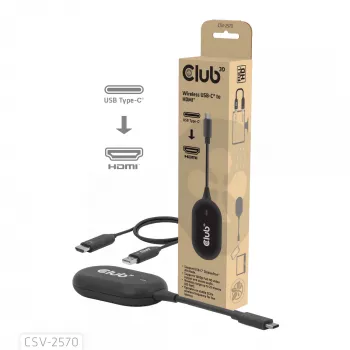 CLUB3D Ασύρματος USB-C® σε HDMI™, 1920 x 1080 Pixel, Πομπός & Δέκτης AV, Ενσύρματο & Ασύρματο, Μαύρο, HDCP